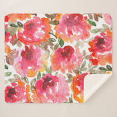 Couverture Sherpa Des roses rouges en habit, des motifs sans soudure (Devant (Horizontal))