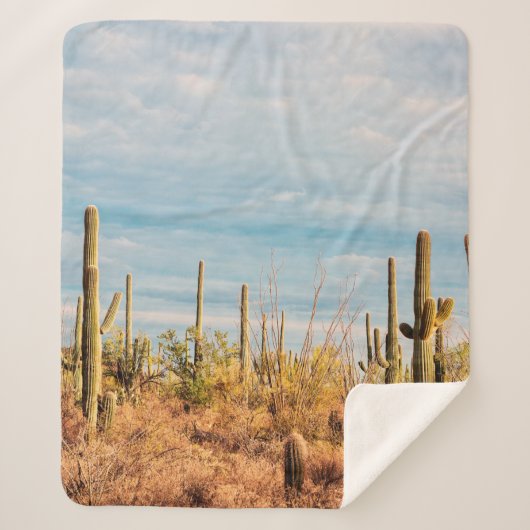 Couverture Sherpa Désert avec les cactus du Saguaro (Devant)