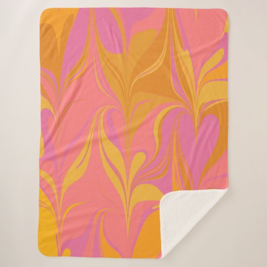 Couverture Sherpa Design Abstrait en marbre en rose et en or (Devant)