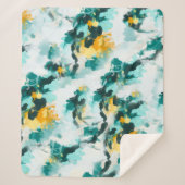 Couverture Sherpa Design Abstrait moderne Turquoise et Jaune peint (Devant)