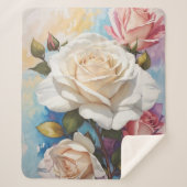 Couverture Sherpa Design de peinture Rose Bouquet (Devant)