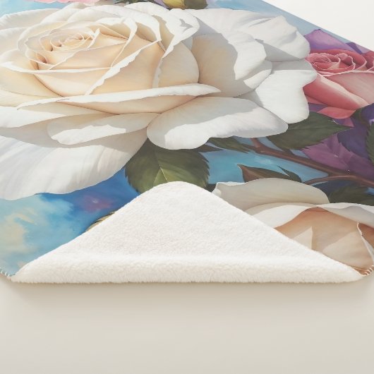 Couverture Sherpa Design de peinture Rose Bouquet (3/4)