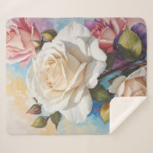 Couverture Sherpa Design de peinture Rose Bouquet (Devant (Horizontal))