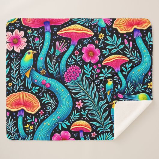 Couverture Sherpa Design de rêve fantaisiste enchanté de forêt (Devant (Horizontal))
