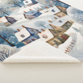 Couverture Sherpa Design de scène du village d'hiver (3/4)