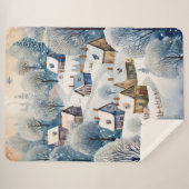 Couverture Sherpa Design de scène du village d'hiver (Devant (Horizontal))