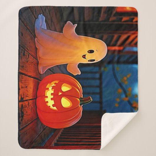 Couverture Sherpa Design éffrayant d'Halloween brillant (Devant)