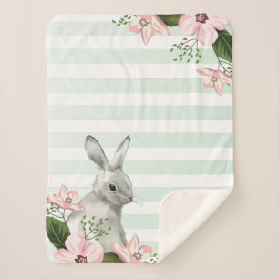 Couverture Sherpa Design élégant à rayures Bunny