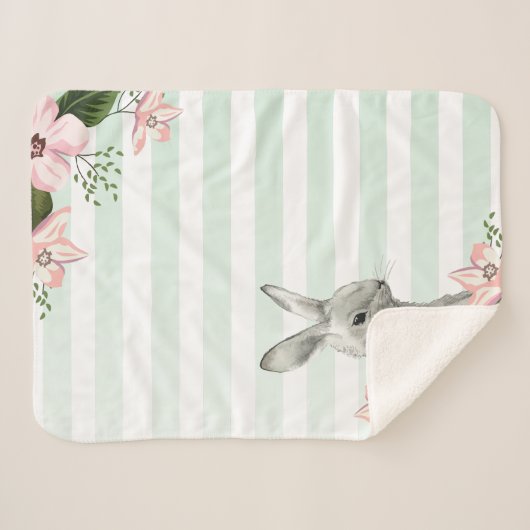 Couverture Sherpa Design élégant à rayures Bunny (Devant (Horizontal))