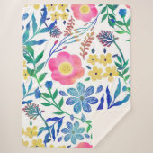 Couverture Sherpa Design élégant de peinture à la main de fleurs ros (Devant)