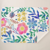 Couverture Sherpa Design élégant de peinture à la main de fleurs ros (Devant (Horizontal))