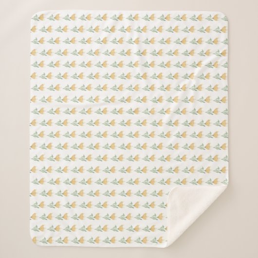 Couverture Sherpa Design floral jaune (Devant)