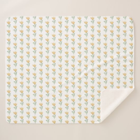 Couverture Sherpa Design floral jaune (Devant (Horizontal))