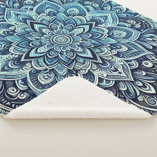 Couverture Sherpa Design Mandala dégradé bleu (3/4)