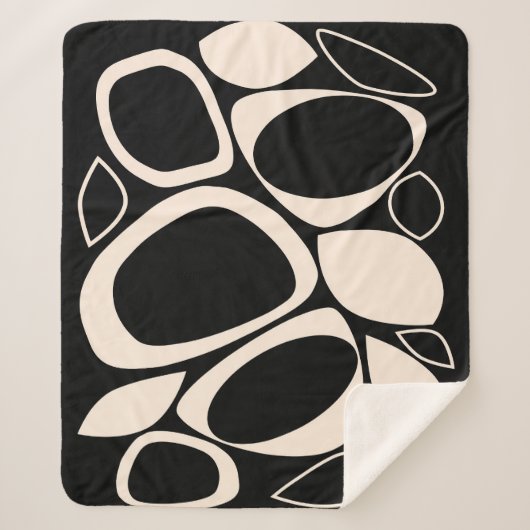 Couverture Sherpa Design moderne Black Cream Abstrait Motif (Devant)