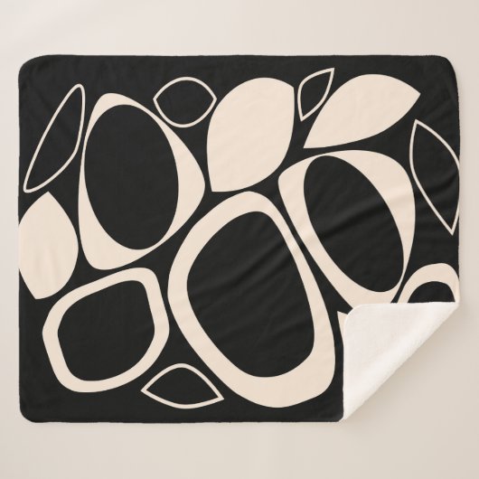 Couverture Sherpa Design moderne Black Cream Abstrait Motif (Devant (Horizontal))