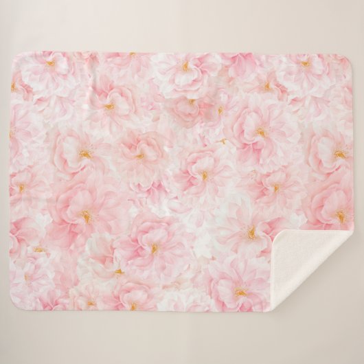 Couverture Sherpa Design Motif élégant en fleur de cerisier (Devant (Horizontal))