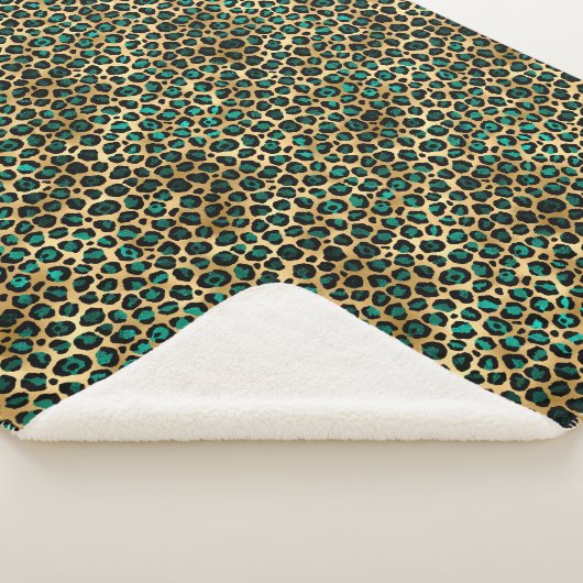 Couverture Sherpa Design turquoise et Gold Leopard Series 14 (3/4)