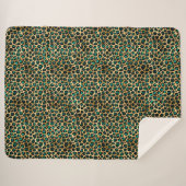 Couverture Sherpa Design turquoise et Gold Leopard Series 14 (Devant (Horizontal))
