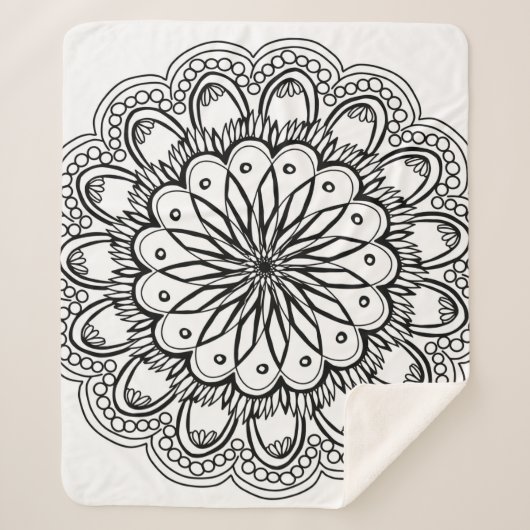 Couverture Sherpa Dessin à main de mandala de fleurs (Devant)