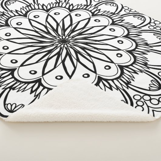 Couverture Sherpa Dessin à main de mandala de fleurs (3/4)