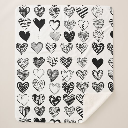 Couverture Sherpa Dessin adorable de Black Heart Scribble (Devant)