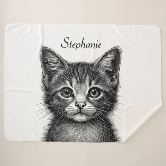 Couverture Sherpa Dessin adorable de Young Cat (Devant (Horizontal))