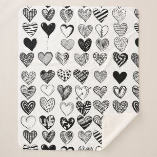 Couverture Sherpa Dessin adorable du coeur noir