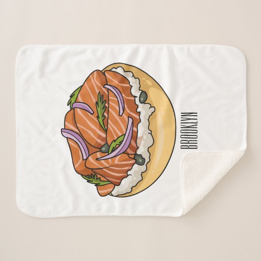 Couverture Sherpa dessin animé de bagel saumon (Devant (Horizontal))