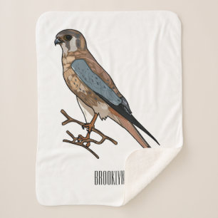Couverture Sherpa dessin animé d'oiseau-kestrel américain