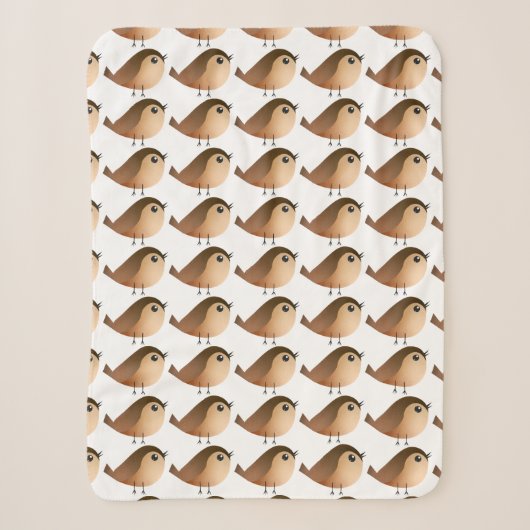 Couverture Sherpa Dessin Animé d'Oiseau Moineau (Devant)