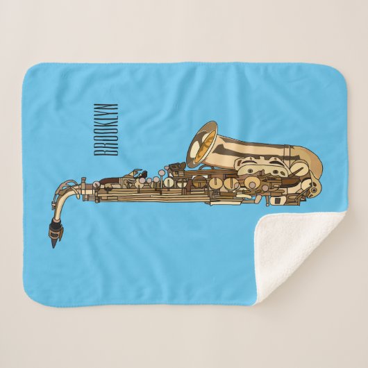 Couverture Sherpa dessin animé saxophone (Devant (Horizontal))