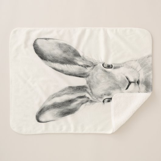 Couverture Sherpa Dessin au crayon de lapin (Devant (Horizontal))