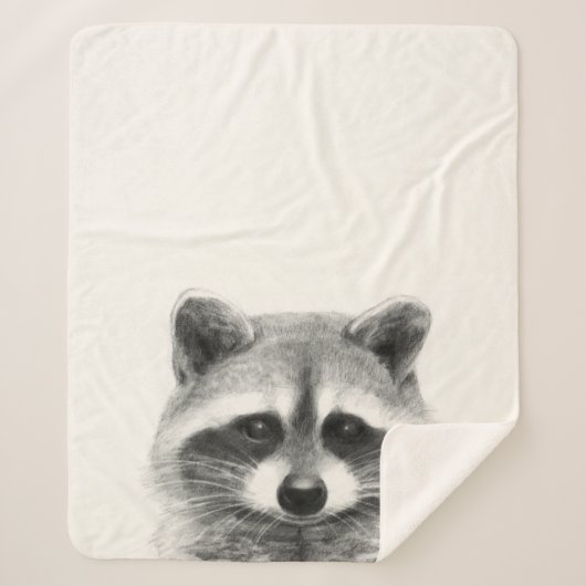 Couverture Sherpa Dessin au crayon de Raccoon (Devant)