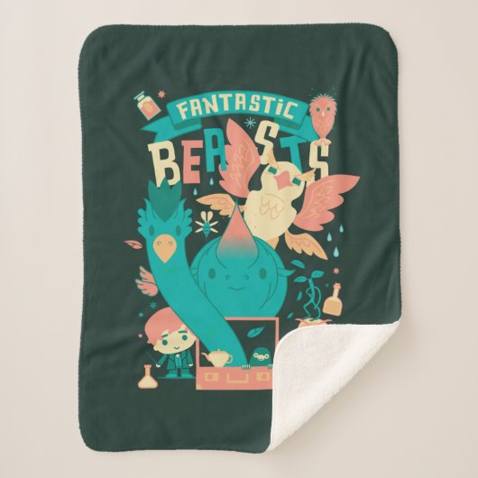 Couverture Sherpa Dessin Bêtes Fantastiques Avec Newt Scamander (Devant)