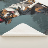 Couverture Sherpa Dessin chien berger australien dans une rue (3/4)