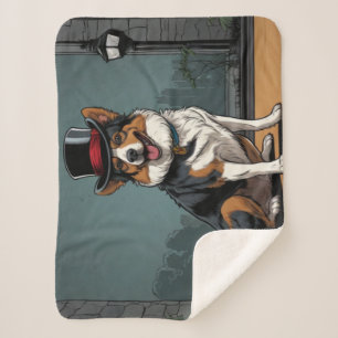 Couverture Sherpa Dessin chien berger australien dans une rue
