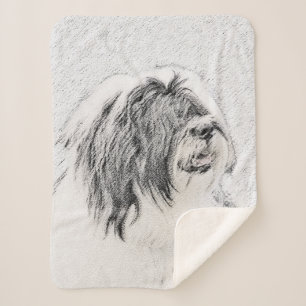 Couverture Sherpa Dessin de collie à oreilles - Joli art original de