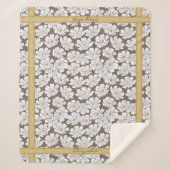 Couverture Sherpa Dessin de Fleur Blanche Rustique avec Nom Personna (Devant)