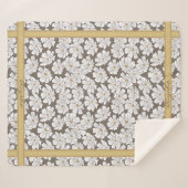 Couverture Sherpa Dessin de Fleur Blanche Rustique avec Nom Personna (Devant (Horizontal))