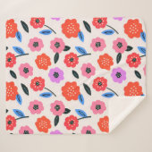 Couverture Sherpa dessin de fleurs de Han (Devant (Horizontal))
