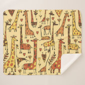 Couverture Sherpa Dessin De Giraffe, Amusant Design Sans Fil. (Devant (Horizontal))