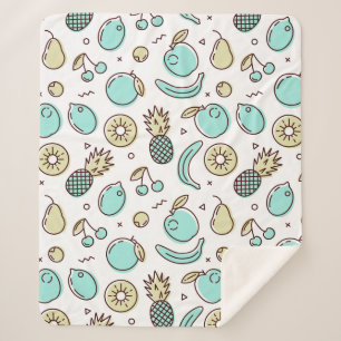 Couverture Sherpa Dessin de la ligne d'été du Motif de fruits mignon