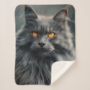 Couverture Sherpa Dessin de portrait de chat majestueux à poils long
