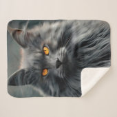 Couverture Sherpa Dessin de portrait de chat majestueux à poils long (Devant (Horizontal))