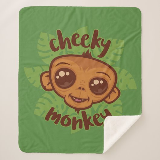 Couverture Sherpa Dessin de primate de singe mignon (Devant)