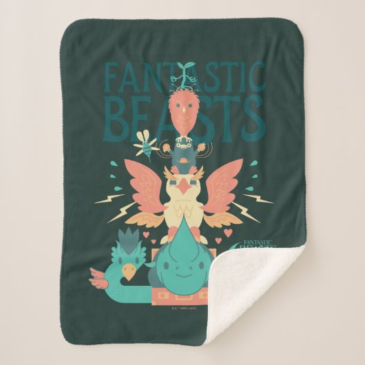 Couverture Sherpa Dessin Des Bêtes Fantastiques Émergent De Suitcase (Devant)