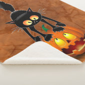 Couverture Sherpa Dessin d'Halloween au chat effrayé sur Citrouille (3/4)