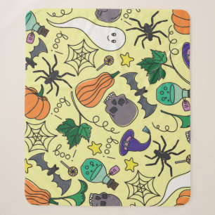 Couverture Sherpa Dessin d'Halloween : Motif Vintage vibrant