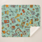 Couverture Sherpa Dessin d'instruments de musique, motif transparent (Devant (Horizontal))